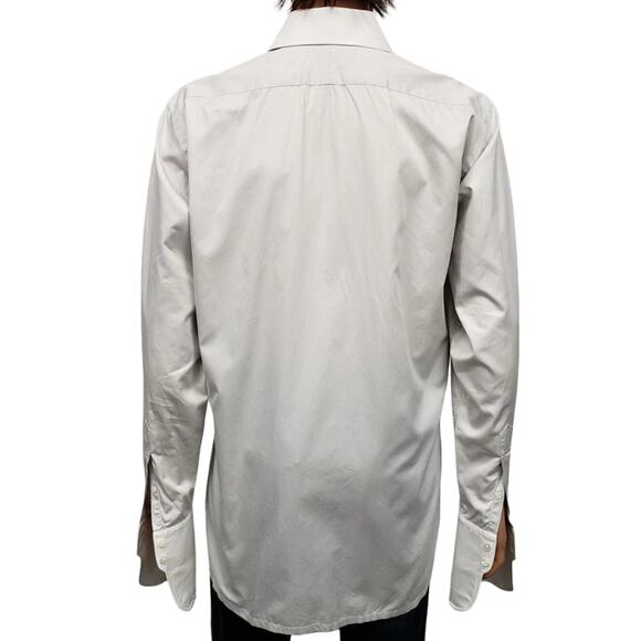 Frank Rostron England Dress Shirt Contrast Collar Two button Cuff Light Gray XL - Picture 10 of 14